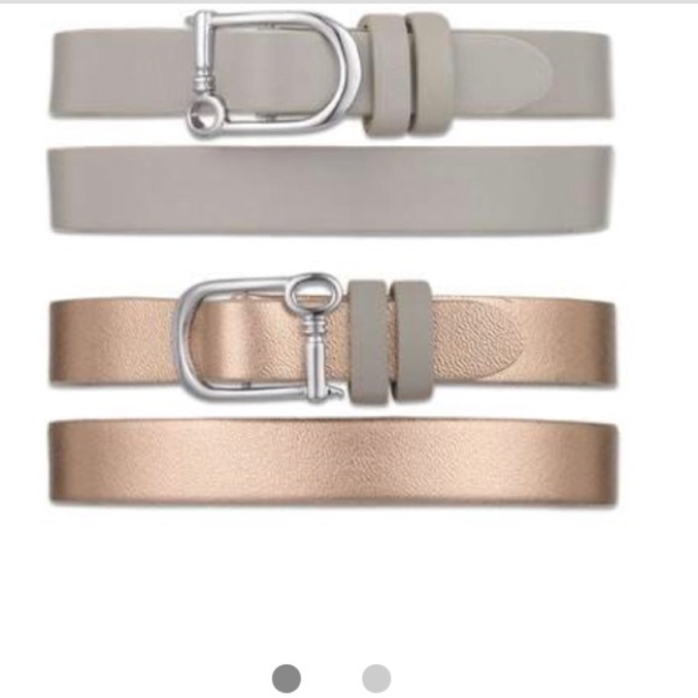 Double leather bnd cool grey/champagne reversible